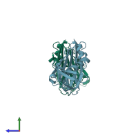 PDB entry 1v1o coloured by chain, side view.