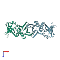 PDB entry 1v1o coloured by chain, top view.