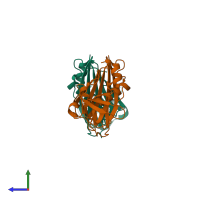 PDB entry 1v1p coloured by chain, side view.