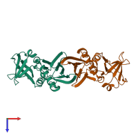 PDB entry 1v1p coloured by chain, top view.
