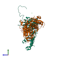 PDB entry 1v1r coloured by chain, side view.