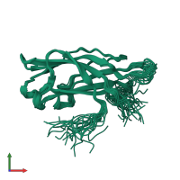 PDB entry 1v27 coloured by chain, ensemble of 20 models, front view.