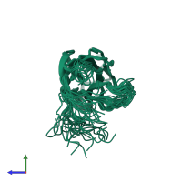 PDB entry 1v27 coloured by chain, ensemble of 20 models, side view.