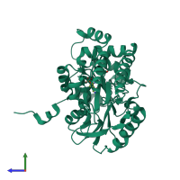 PDB entry 1v2d coloured by chain, side view.