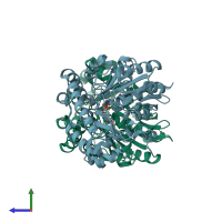 PDB entry 1v2f coloured by chain, side view.