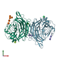 PDB entry 1v2i coloured by chain, front view.