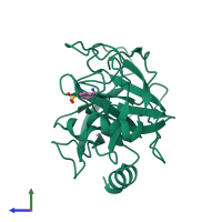 PDB entry 1v2j coloured by chain, side view.