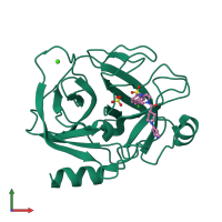 PDB entry 1v2k coloured by chain, front view.