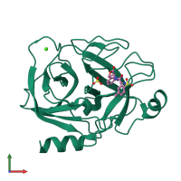 PDB entry 1v2q coloured by chain, front view.