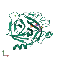 PDB entry 1v2r coloured by chain, front view.