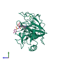 PDB entry 1v2r coloured by chain, side view.