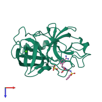 PDB entry 1v2r coloured by chain, top view.