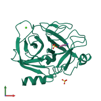 PDB 1v2s coloured by chain and viewed from the front.