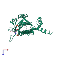 PDB entry 1v2x coloured by chain, top view.