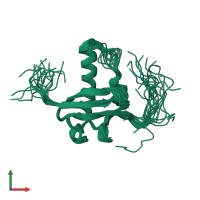 PDB entry 1v2y coloured by chain, ensemble of 20 models, front view.