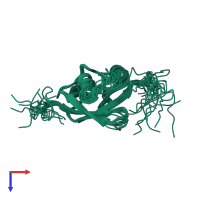 PDB entry 1v2y coloured by chain, ensemble of 20 models, top view.