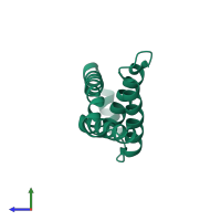 PDB entry 1v2z coloured by chain, side view.