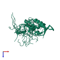 PDB entry 1v32 coloured by chain, ensemble of 20 models, top view.