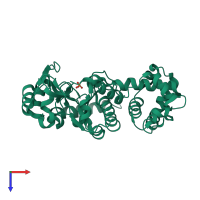 PDB entry 1v33 coloured by chain, top view.