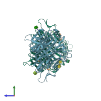 PDB entry 1v3b coloured by chain, side view.