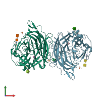 PDB entry 1v3c coloured by chain, front view.