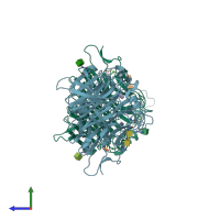 PDB entry 1v3e coloured by chain, side view.