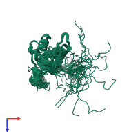 PDB entry 1v3f coloured by chain, ensemble of 20 models, top view.