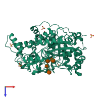 PDB entry 1v3h coloured by chain, top view.