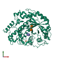 PDB entry 1v3i coloured by chain, front view.