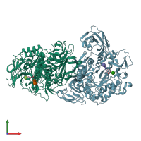 PDB entry 1v3l coloured by chain, front view.
