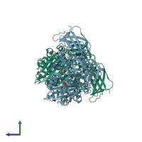 PDB entry 1v3l coloured by chain, side view.