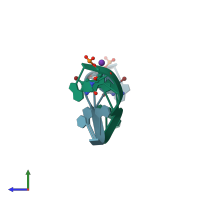 PDB entry 1v3n coloured by chain, side view.