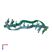 PDB entry 1v3n coloured by chain, top view.