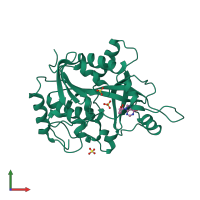 PDB entry 1v3q coloured by chain, front view.