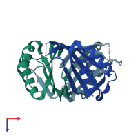 PDB entry 1v3r coloured by chain, top view.