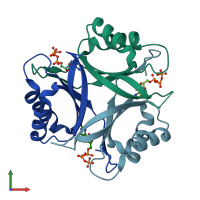 PDB entry 1v3s coloured by chain, front view.