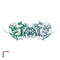 PDB entry 1v3t coloured by chain, top view.