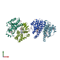 PDB entry 1v40 coloured by chain, front view.