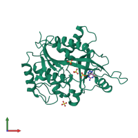 PDB entry 1v41 coloured by chain, front view.