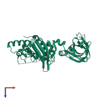 PDB entry 1v43 coloured by chain, top view.