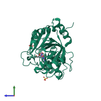 PDB entry 1v45 coloured by chain, side view.
