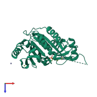 PDB entry 1v48 coloured by chain, top view.