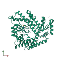 PDB 1v4a coloured by chain and viewed from the front.