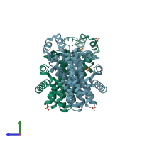 PDB entry 1v4e coloured by chain, side view.