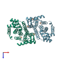 PDB entry 1v4e coloured by chain, top view.