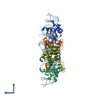 PDB entry 1v4l coloured by chain, side view.
