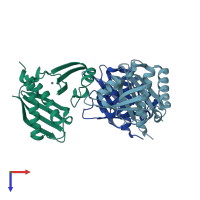 PDB entry 1v4p coloured by chain, top view.