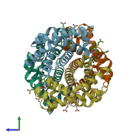 PDB entry 1v4u coloured by chain, side view.