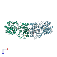 PDB entry 1v4v coloured by chain, top view.