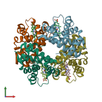 PDB entry 1v4w coloured by chain, front view.